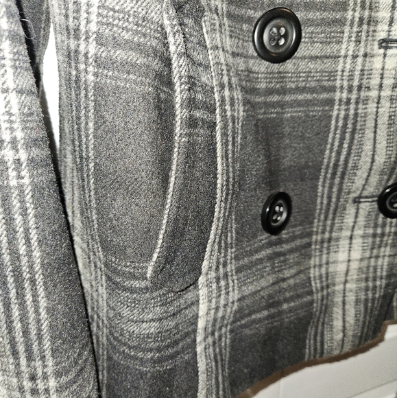 OLD NAVY Black and Gray Plaid Women's Peacoat XL - Picture 2 of 4